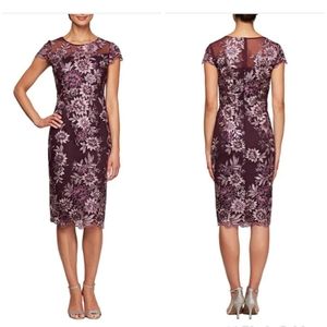 Alex Evenings Cap Sleeve Plum Size 8 Dress